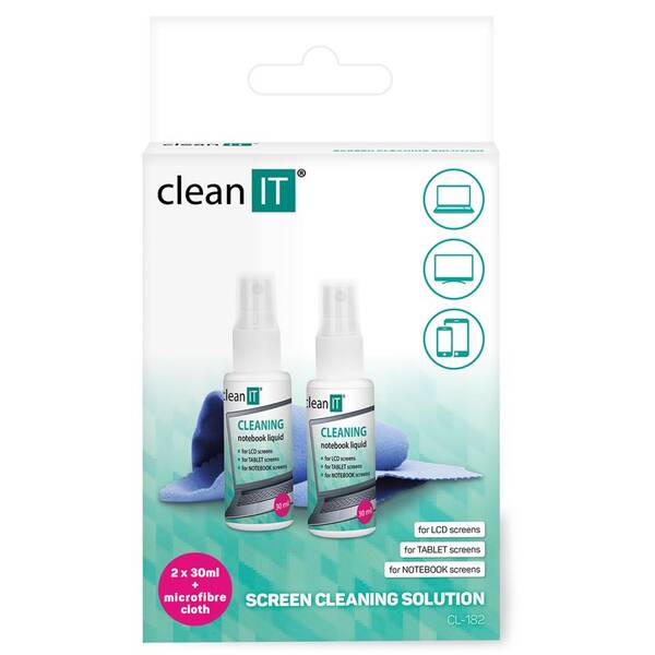 Čisticí sada Clean IT roztok na notebooky s utěrkou, 2x30ml 

