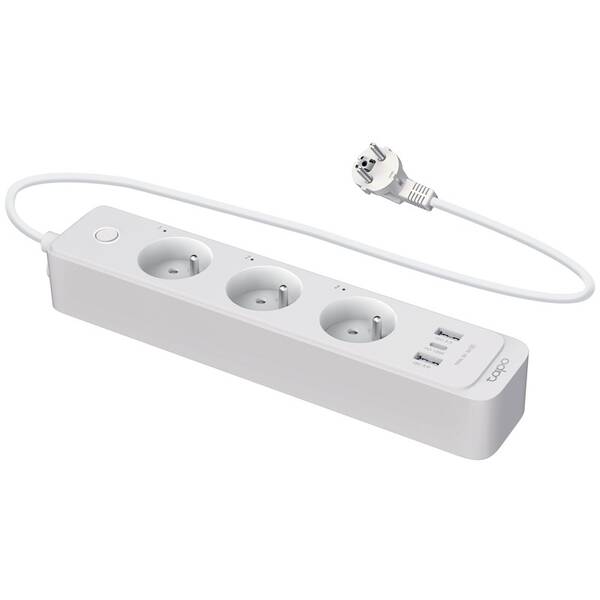 Kabel prodlužovací TP-Link Tapo P300, Smart Wi-Fi, 3x zásuvka + 2xUSB, 1xUSB-C, Homekit, 1,5m bílý

