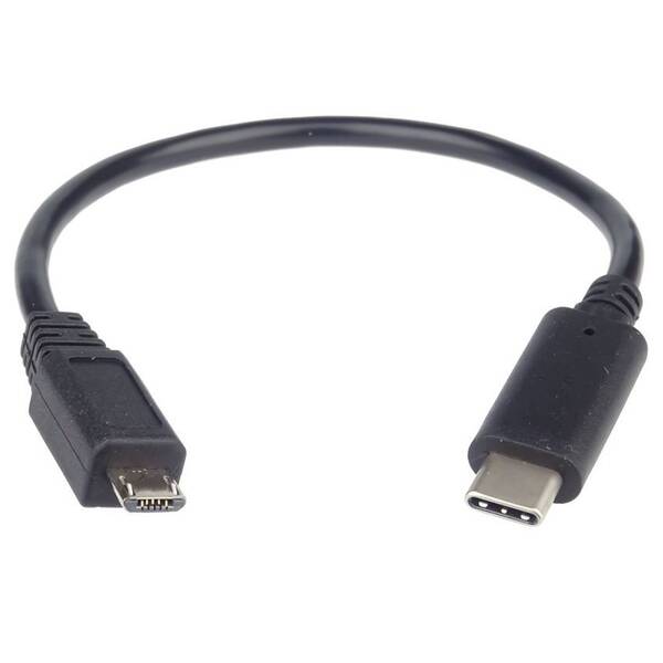 Kabel PremiumCord USB-C/Micro USB, 20 cm černý

