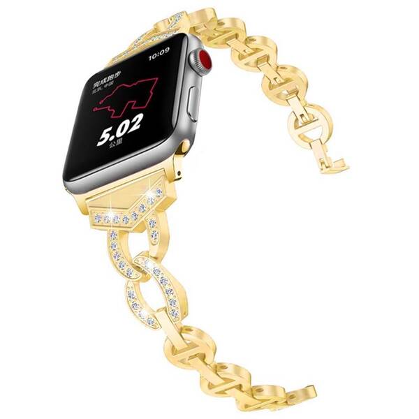 Řemínek WG crystal, kovový, na Apple Watch 42/44/45/49 mm zlatý


