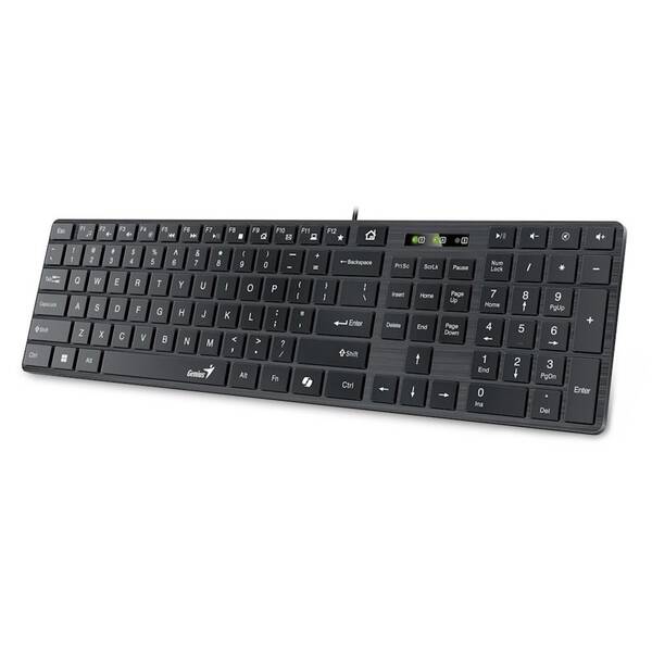 Klávesnice Genius Slimstar 126, drátová, copilot, USB, CZ+SK layout černá


