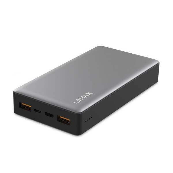 Powerbanka LAMAX 20 000 mAh, USB-C PD, QC 3.0 stříbrná

