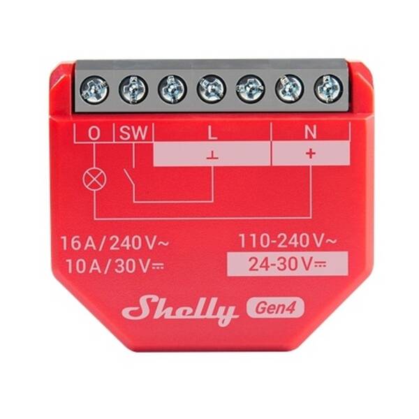 Modul Shelly 1 PM Gen4 Controller Zigbee/Matter červený

