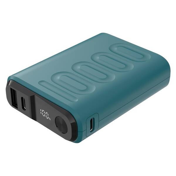 Powerbanka Celly 10000 mAh 20 W, Power Delivery, USB-C/USB-A, LCD modrá


