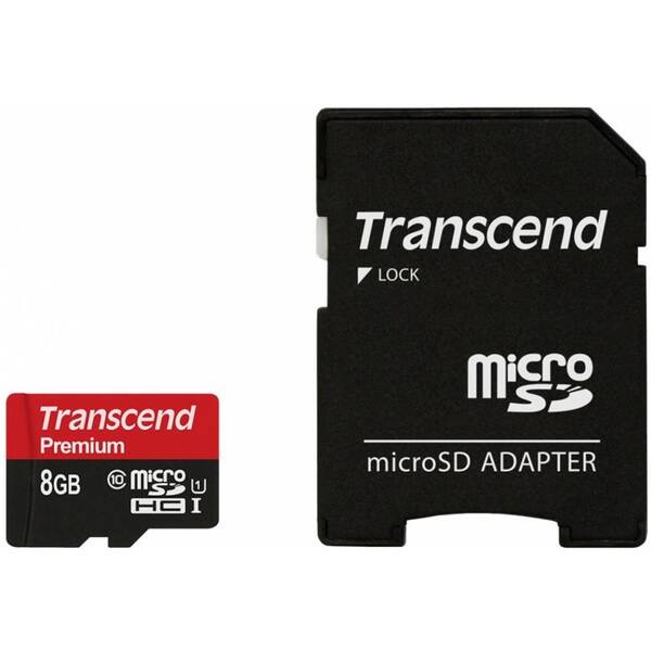 Paměťová karta Transcend 8GB UHS-I U1 (45MB/s) + adaptér 


