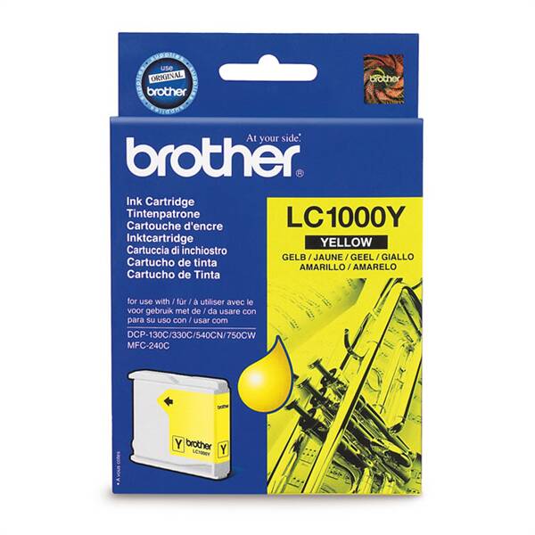 Inkoustová náplň Brother LC-1000Y, 400 stran žlutá


