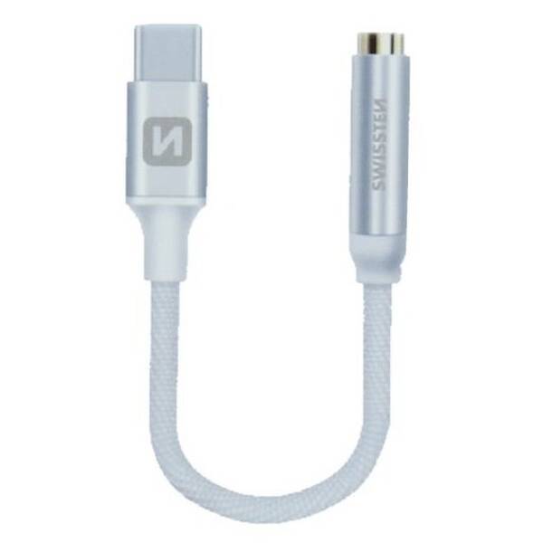 Redukce Swissten USB-C/3,5mm Jack stříbrná

