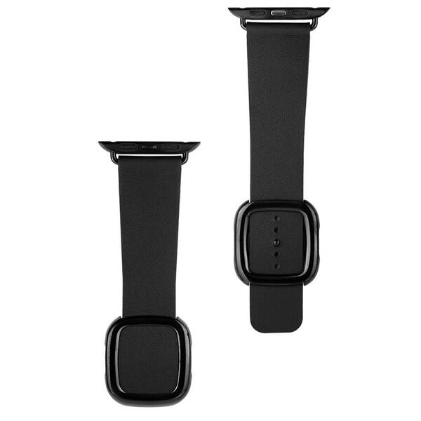 Řemínek COTECi Nobleman na Apple Watch 42/44/45/49 mm, kožený, magnetický černý

