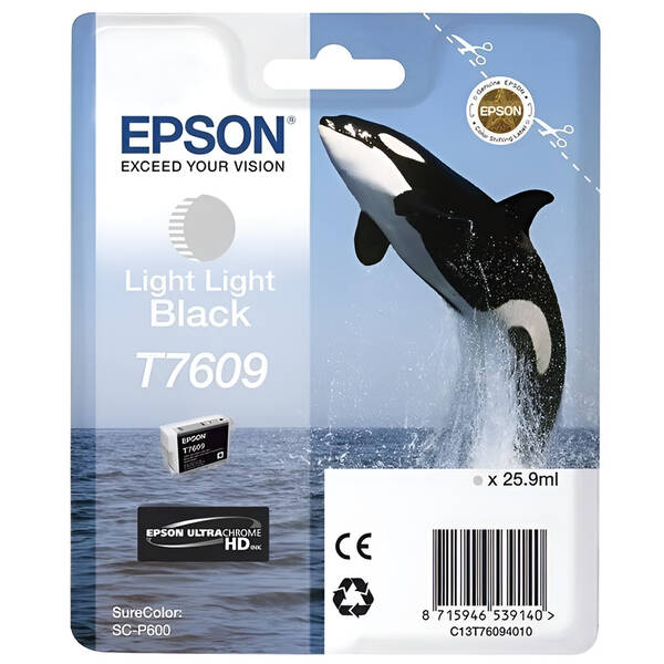 Inkoustová náplň Epson T7609, 25,9 ml - světle černá 

