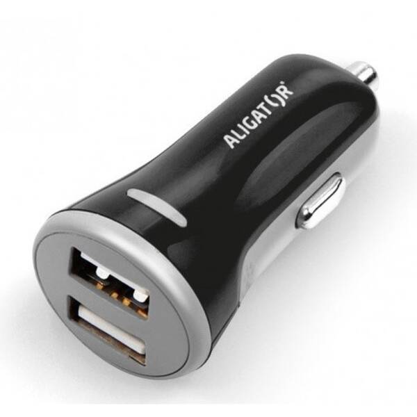 Adaptér do auta Aligator 2xUSB, smart IC, 3,4A černý

