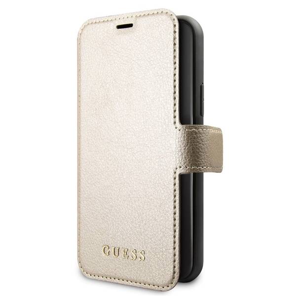 Pouzdro na mobil flipové Guess Iridescent Book na Apple iPhone 11 zlaté

