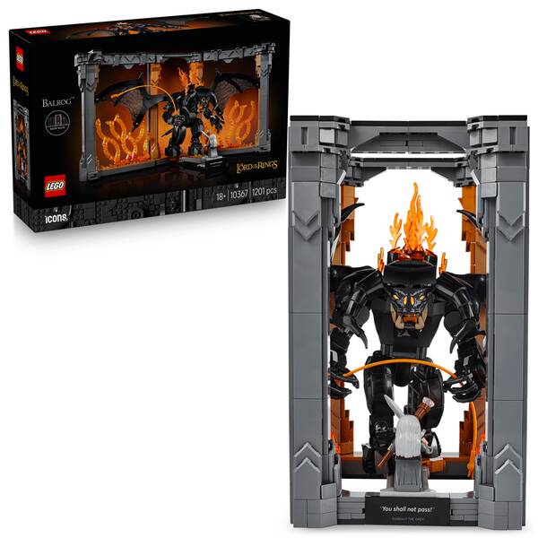 Stavebnice LEGO® Icons 10367 Knižní zarážka: Pán prstenů – Balrog™ 


