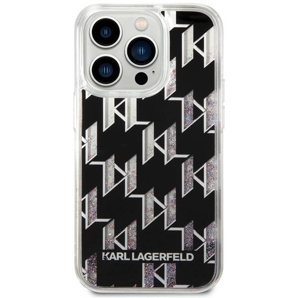 Kryt na mobil Karl Lagerfeld Monogram Liquid Glitter na Apple iPhone 14 Pro černý


