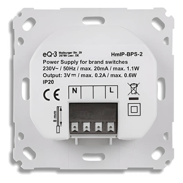 Napájecí zdroj Homematic IP bateriových komponent 55 mm - 3 V, zápustná montáž 

