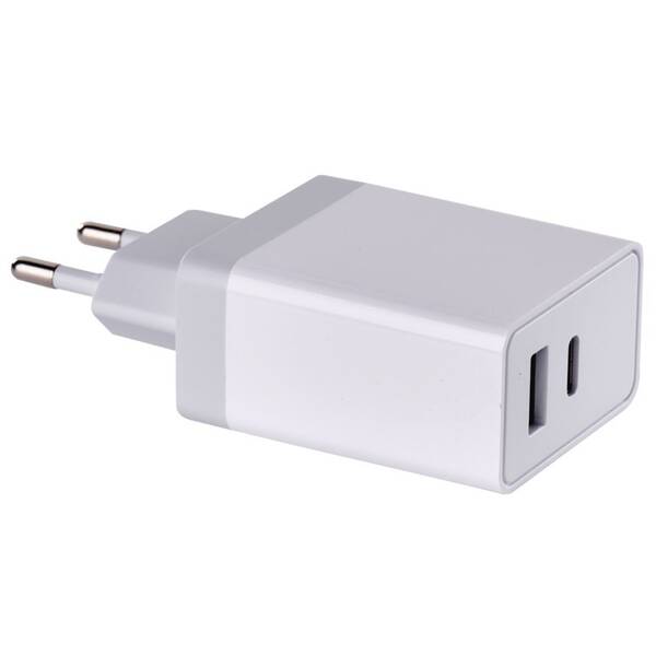 Nabíječka do sítě EMOS USB, USB-C PD, QC 3.0, 1,5–3,0A (30W) max. bílá

