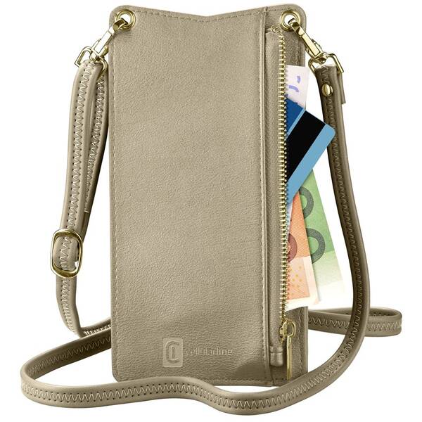 Pouzdro na mobil CellularLine Mini Bag na krk bronzové

