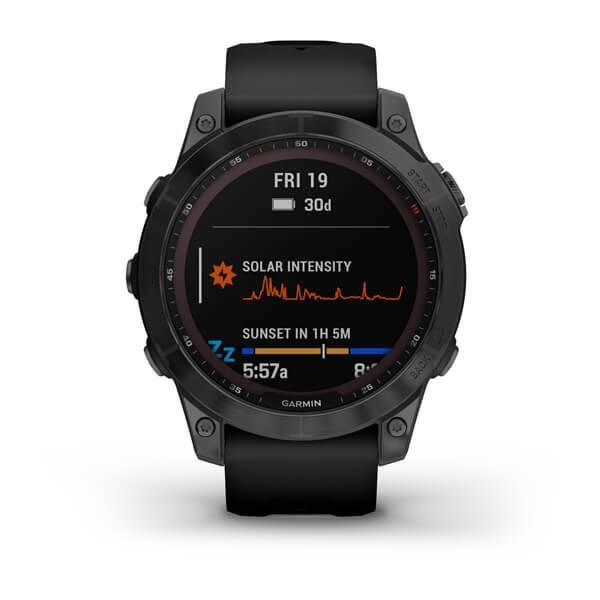 Chytré hodinky Garmin fenix 7 Sapphire Solar - Titan Black/Black Silicone Band 

