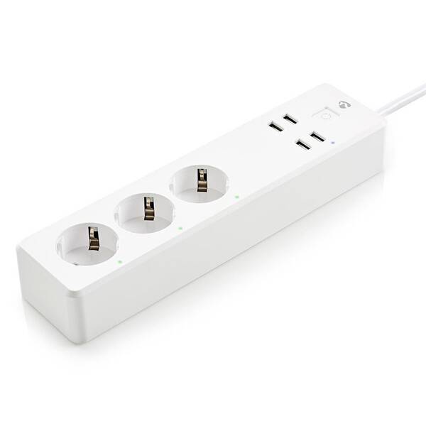 Kabel prodlužovací Nedis SmartLife 3x zásuvka, 4x USB, Wi-Fi bílý

