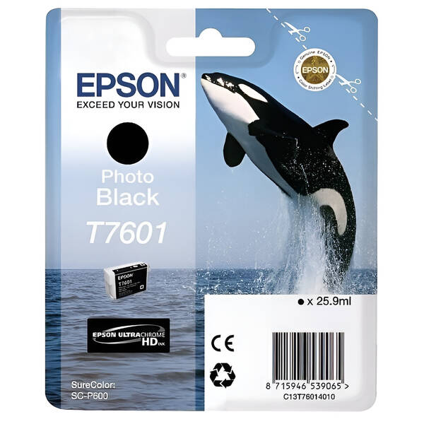 Inkoustová náplň Epson T7601, 25,9 ml - foto černá 

