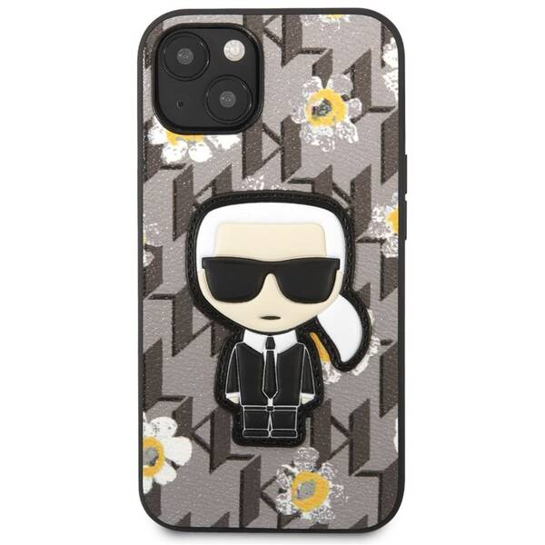 Kryt na mobil Karl Lagerfeld Ikonik Flower na Apple iPhone 13 šedý

