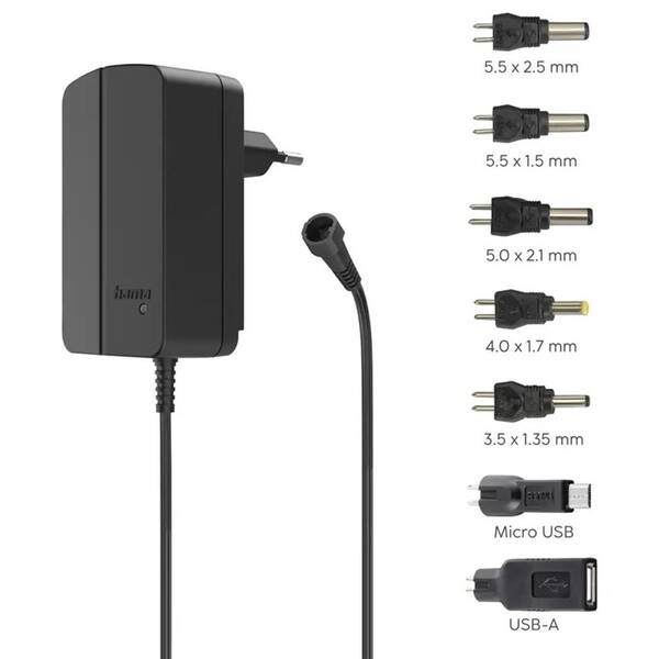 Napájecí adaptér Hama univerzální 3-12 V, 18 W, nastavitelný, 7 konektorů 

