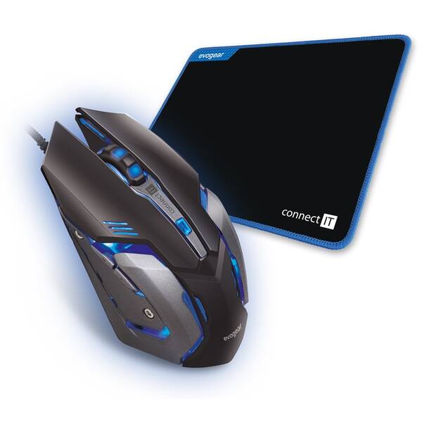 Myš Connect IT Evogear Plus s podložkou černá

