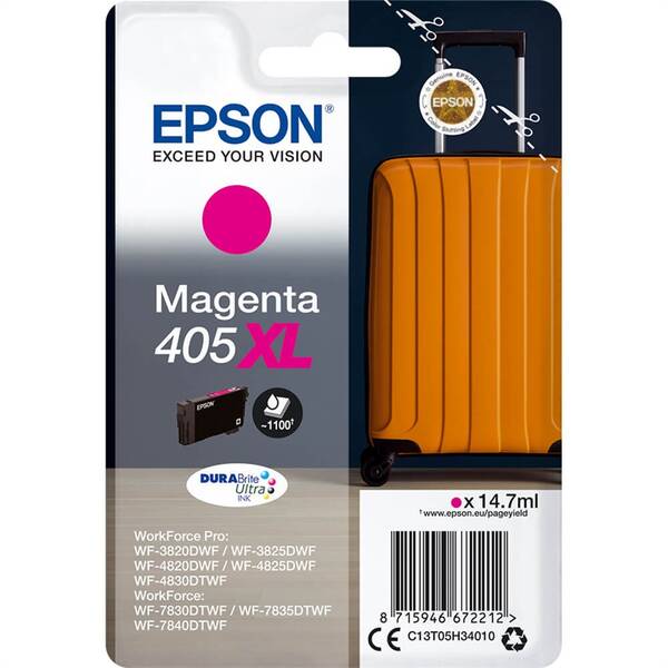 Inkoustová náplň Epson 405XL, 1100 stran purpurová

