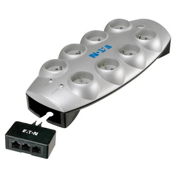 Přepěťová ochrana Eaton Protection Box Tel+TV, 8x zásuvka 1,8m stříbrná

