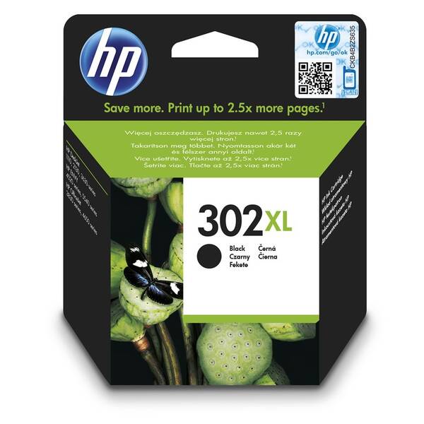 Inkoustová náplň HP 302XL, 480 stran černá

