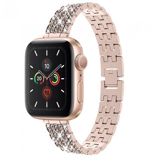 Řemínek WG star, kovový, na Apple Watch 42/44/45/49 mm + adapter - rose gold 

