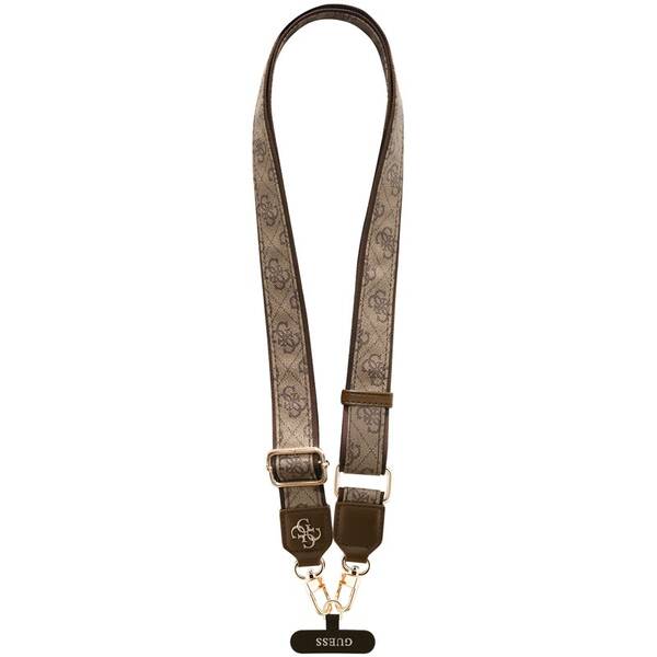 Popruh na krk Guess Crossbody PU 4G Metal Logo hnědý

