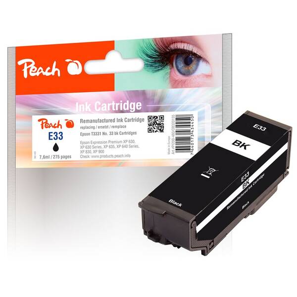 Inkoustová náplň Peach Epson 33, T3331, 275 stran černá

