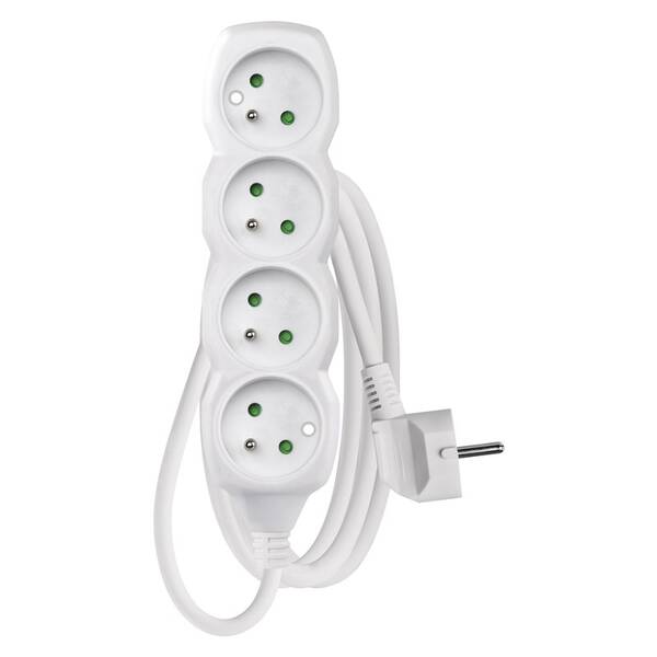 Kabel prodlužovací EMOS 4x zásuvka, 1,5m bílá

