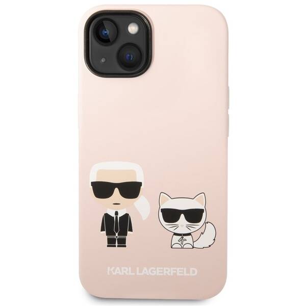 Kryt na mobil Karl Lagerfeld and Choupette Liquid Silicone na Apple iPhone 14 Plus růžový

