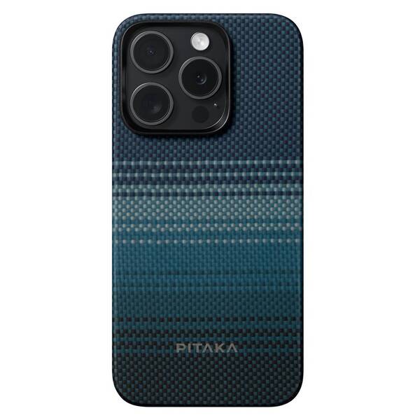 Kryt na mobil Pitaka MagEZ 4 moonrise na Apple Iphone 15 Pro černý/modrý

