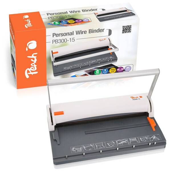 Vazač Peach PB300-15 Wire Binder, manuální, s děrovačem bílý


