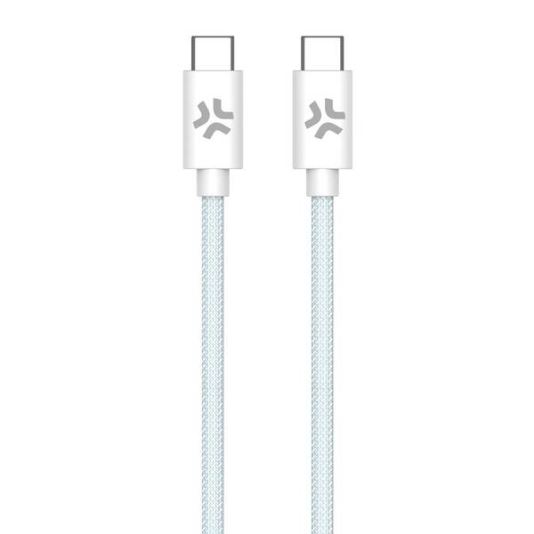 Kabel Celly USB-C/USB-C, opletený (bavlněný), 60 W, 1,5 m modrý

