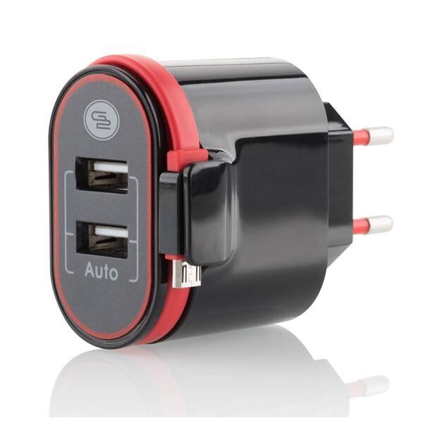 Nabíječka do sítě GoGEN ACH202C, 2xUSB, 2,4A, integrovaný Micro USB kabel 

