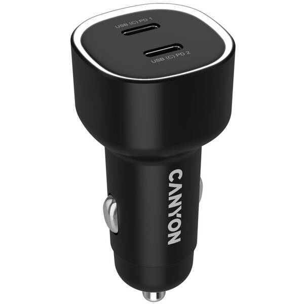 Adaptér do auta Canyon OnDrive 60 PD 60W 2xUSB-C černý

