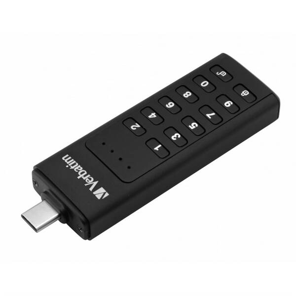 USB Flash Verbatim Keypad Secure, 128GB USB-C černý

