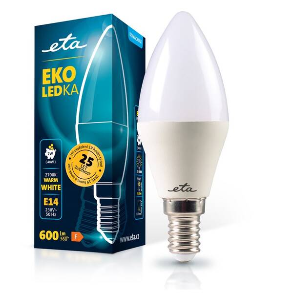 Žárovka LED ETA EKO LEDka svíčka 7W, E14, teplá bílá 

