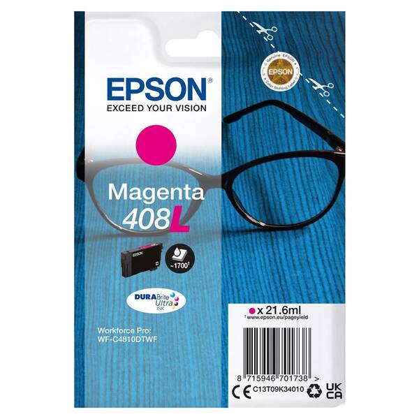 Inkoustová náplň Epson 408L DURABrite Ultra, 1700 stran purpurová

