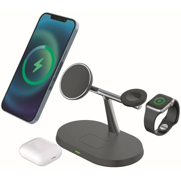 Bezdrátová nabíječka WG FAST MAGNET 2, pro Apple iPhone, Apple Watch a AirPods, 15W černá

