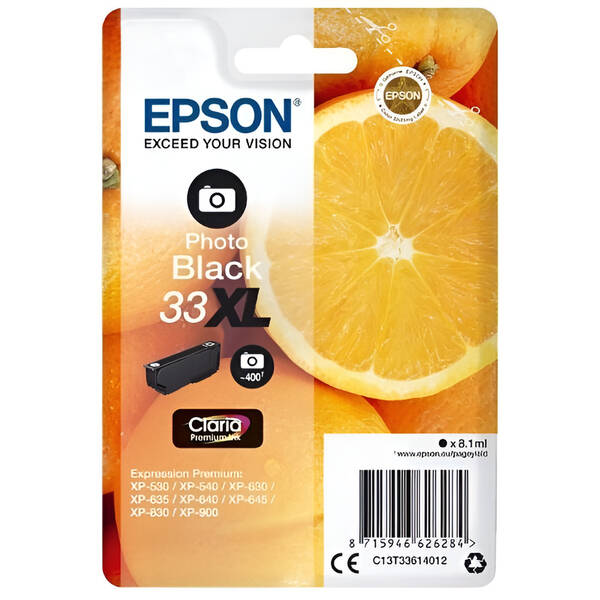 Inkoustová náplň Epson 33XL, 400 stran - foto černá 

