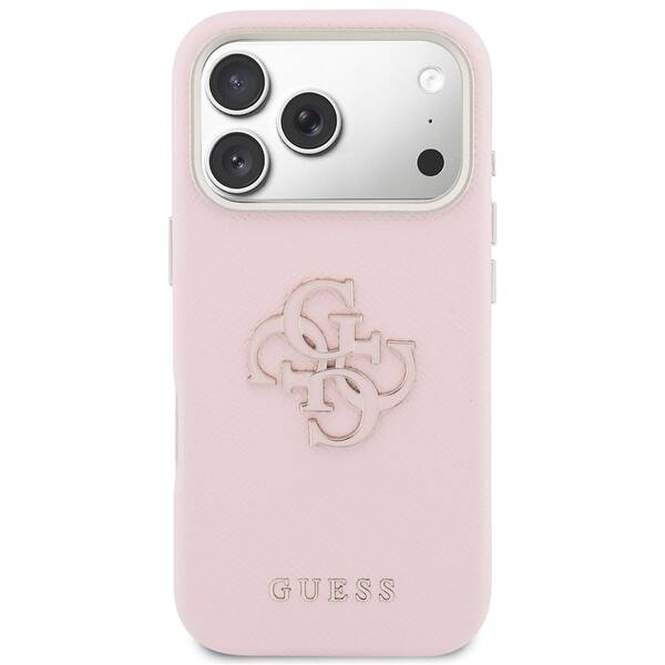 Kryt na mobil Guess PU Resin Logo na Apple iPhone 17 Pro Max růžový

