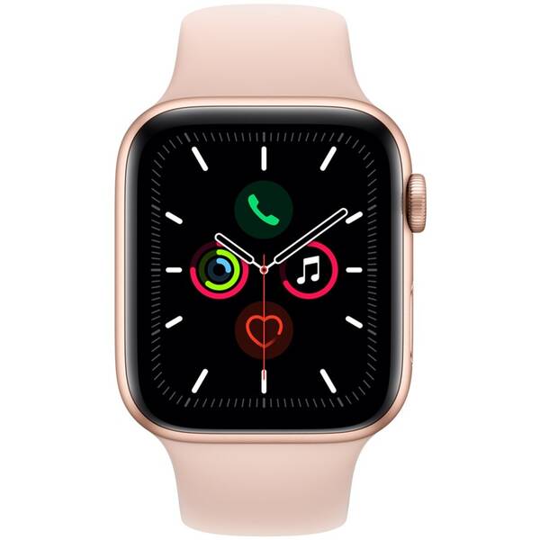 Chytré hodinky Apple GPS 44mm pouzdro ze zlatého hliníku - pískově růžový sportovní řemínek 

