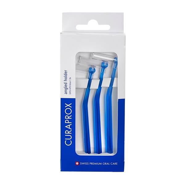 Držáček CURAPROX UHS 470 (3 ks) + krytky modrý

