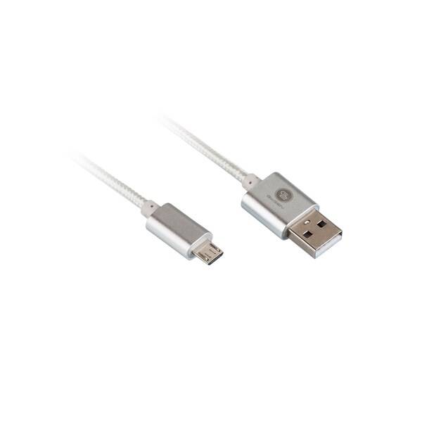 Kabel GoGEN USB/micro USB, 1m, oplétáný stříbrný

