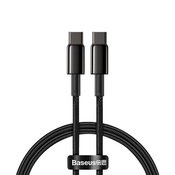 Kabel Baseus Tungsten Gold USB-C/USB-C, 100W, 1m černý

