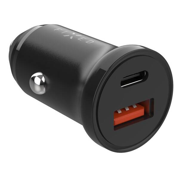 Adaptér do auta FIXED USB-C a USB, PD, 20W černý

